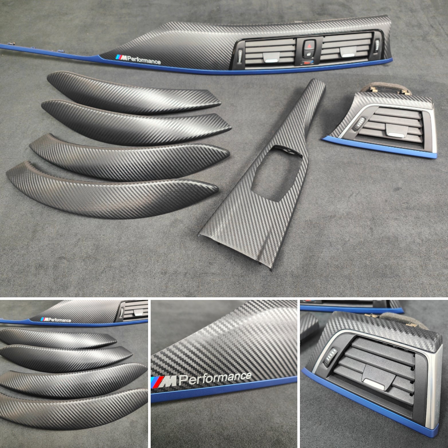 BMW F30 BMW F30 F31 F36 F80 LCI INTERIOR TRIM SET - 3D CARBON / BLUE ACCENT