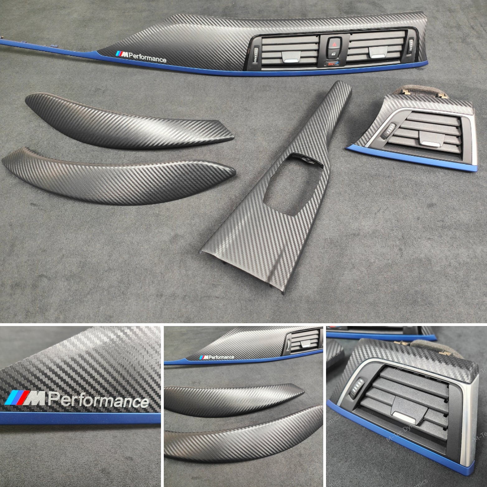 BMW F32 LCI F82 M4 LCI INTERIOR TRIM SET - 3D CARBON / BLUE ACCENT