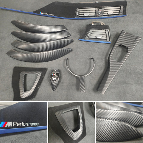 WRAPPING SERVICE - BMW F3X F8X CUSTOM INTERIOR TRIM SET - ALCANTARA / BLUE / 3D CARBON - F30 F31 F32 F33 F36