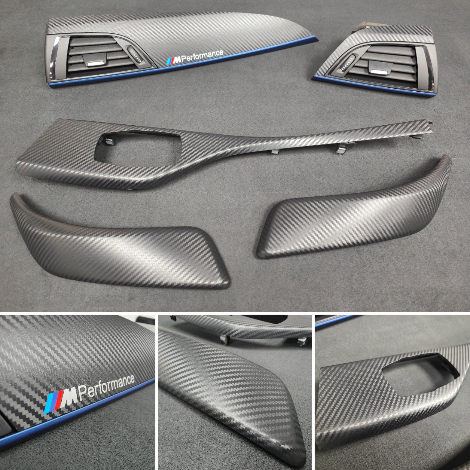 BMW F21 F22 INTERIOR TRIM SET - 3D CARBON / BLUE ACCENT