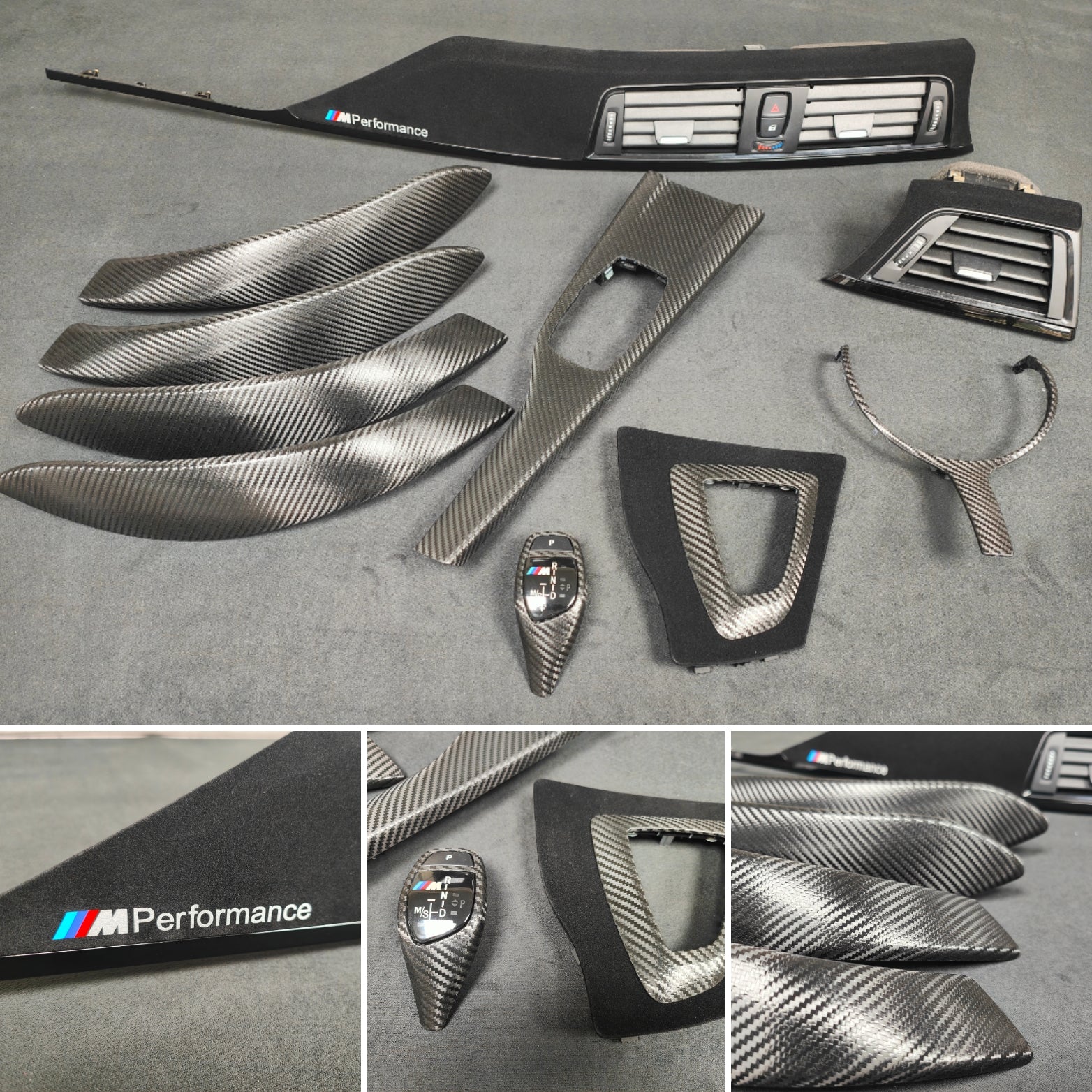 WRAPPING SERVICE - BMW F3X INTERIOR TRIM SET - PERFORMANCE STYLE / DEEP TEXTURED GLOSSY CARBON / BLACK ACCENT - F30 F31 F32 F33 F36