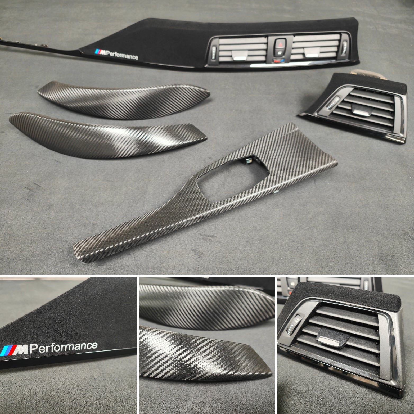 BMW F32 COUPE CUSTOM INTERIOR TRIM SET - TEXTURED CARBON / ALCANTARA STYLE  / BLACK ACCENT