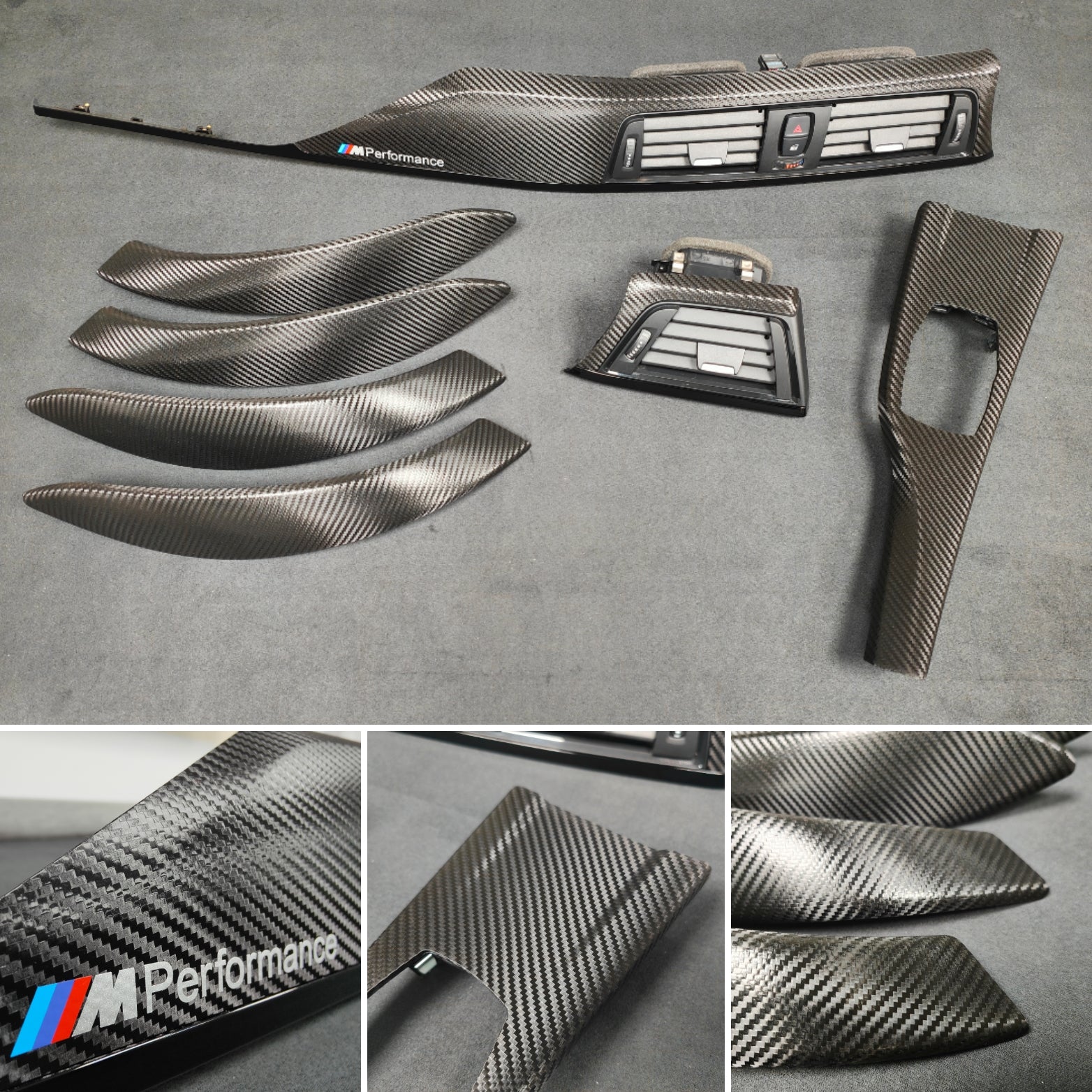 BMW F30 F80 M3 3-SERIES INTERIOR TRIM SET - DEEP TEXTURED GLOSSY CARBON / GLOSS BLACK ACCENT (MTD-TEX)