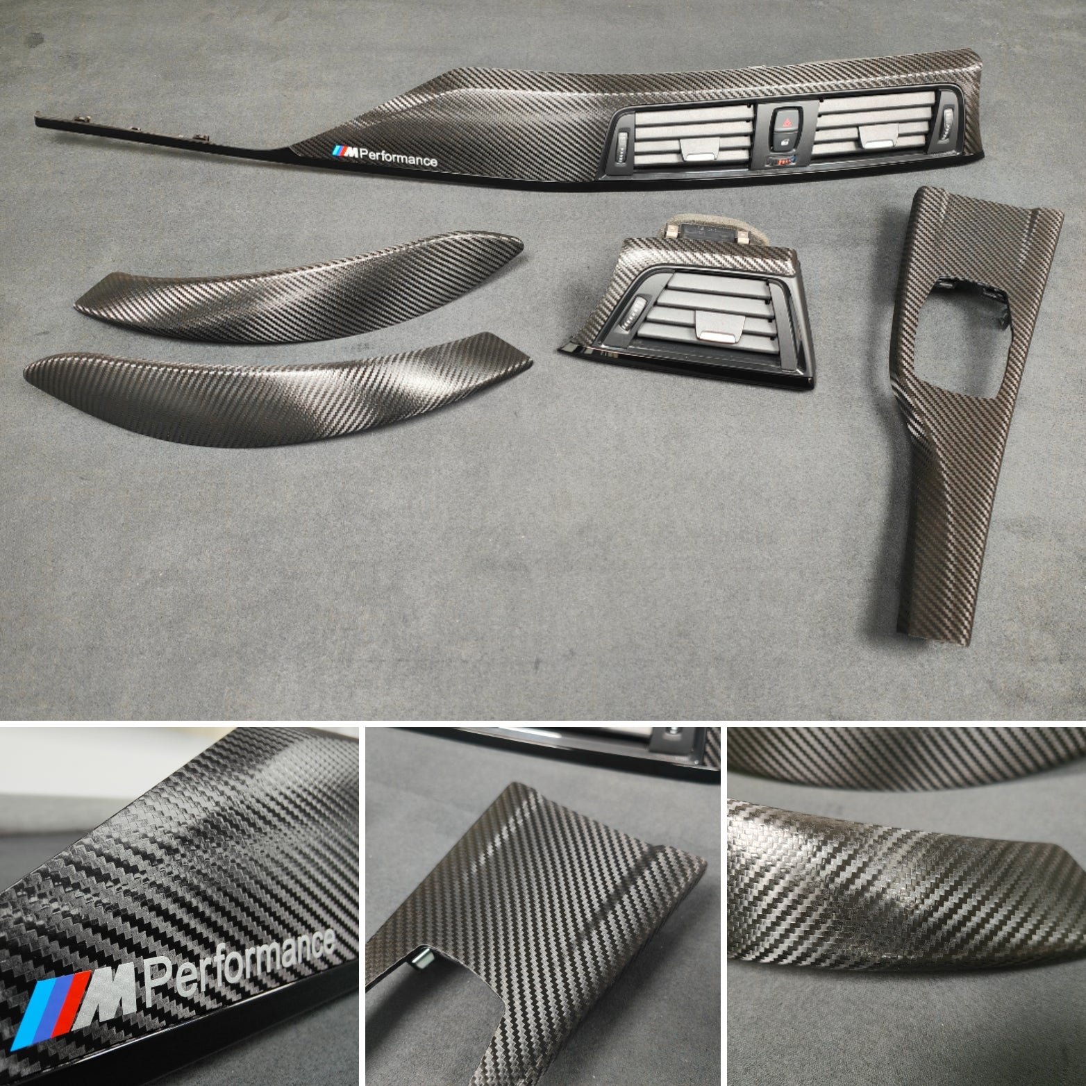 BMW F32 F82 4-SERIES COUPE INTERIOR TRIM SET - DEEP TEXTURED GLOSSY CARBON / GLOSS BLACK ACCENT (MTD-TEX)