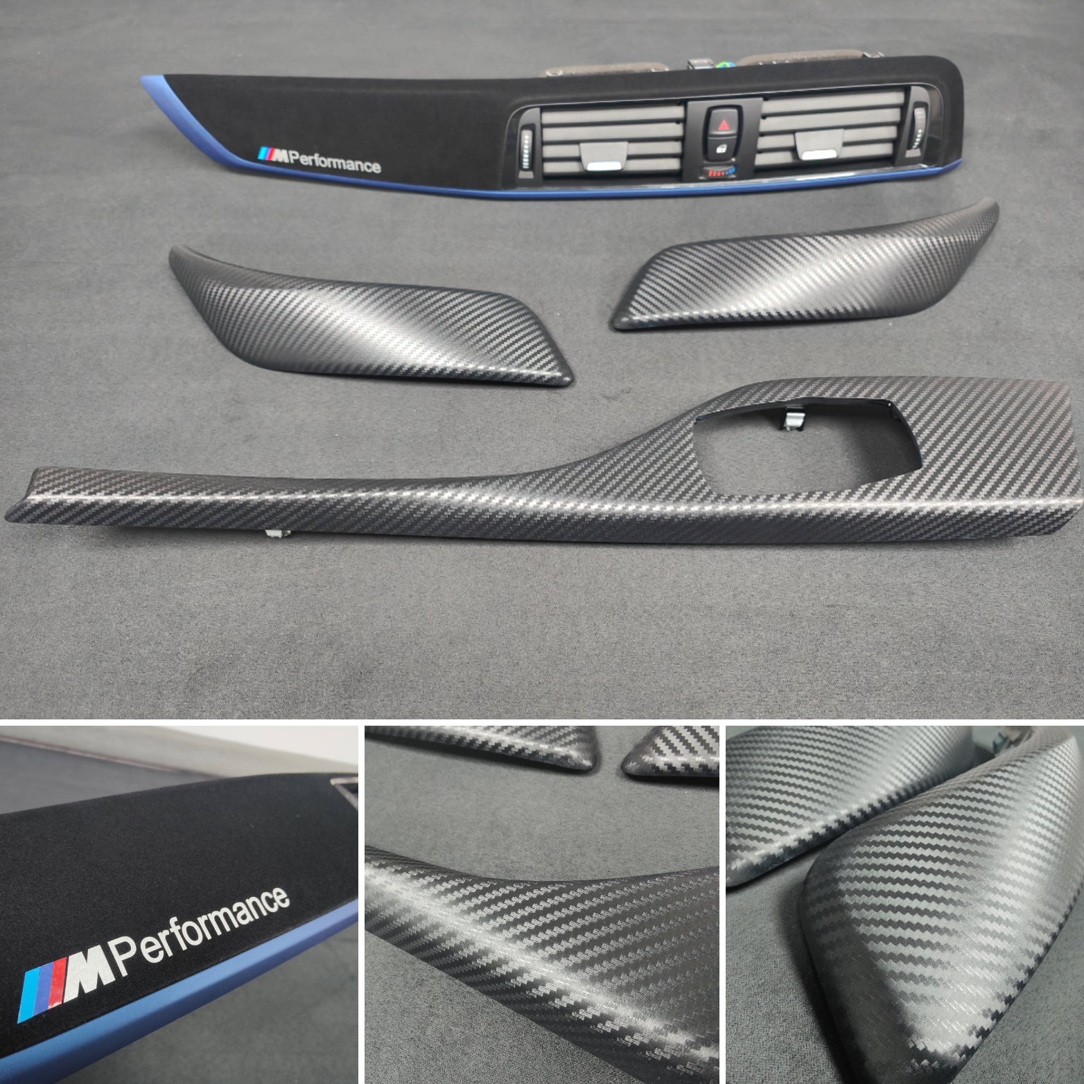 BMW F21 F22 LCI-2 CUSTOM INTERIOR TRIM SET - 3D MATT BLACK CARBON / BLUE ACCENT (Copy)