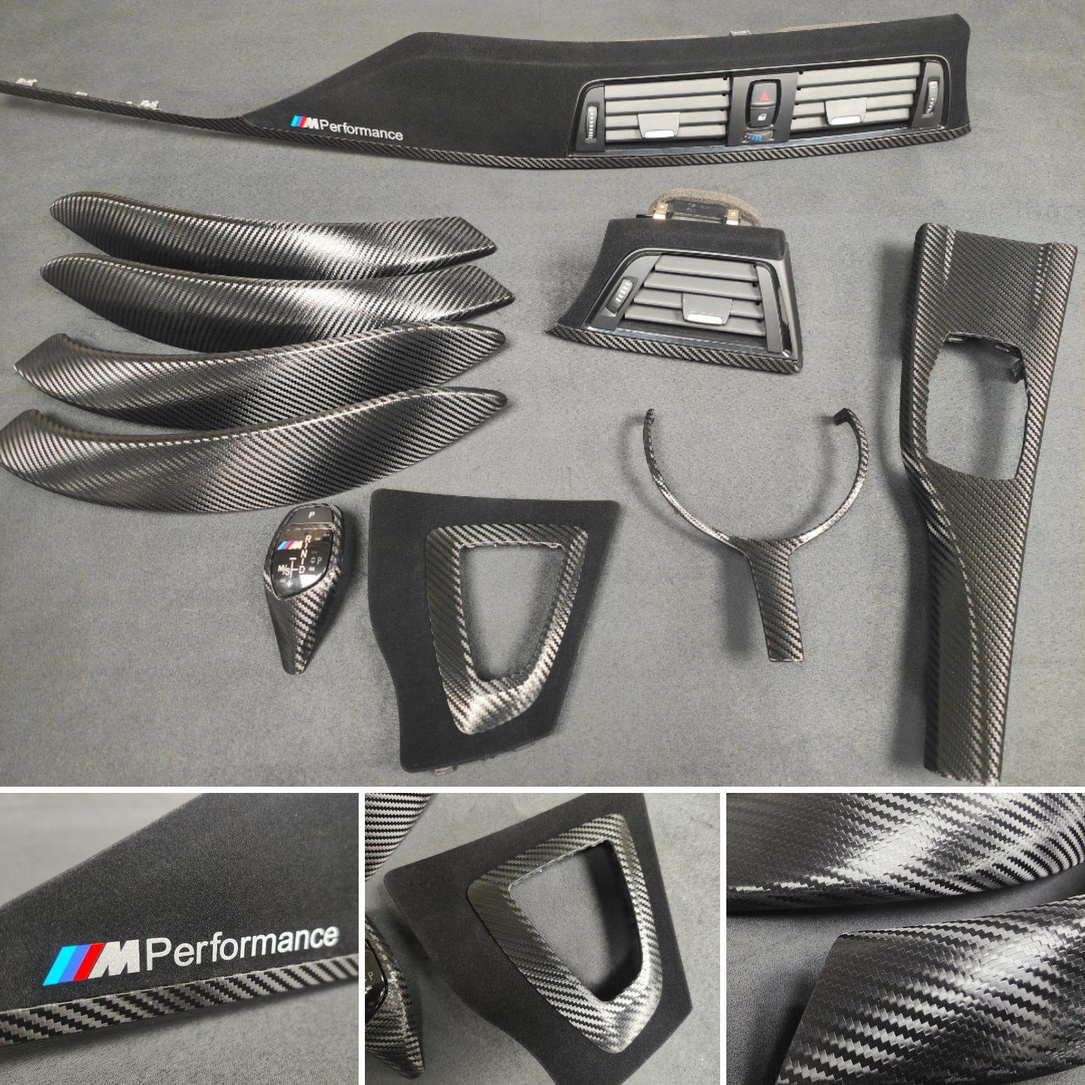 BMW F30/F32/F33/F36/F80/F82 - COMPLETE PERFORMANCE STYLE / DEEP TEXTURED GLOSSY CARBON INTERIOR TRIM SET (MTD-TEX)