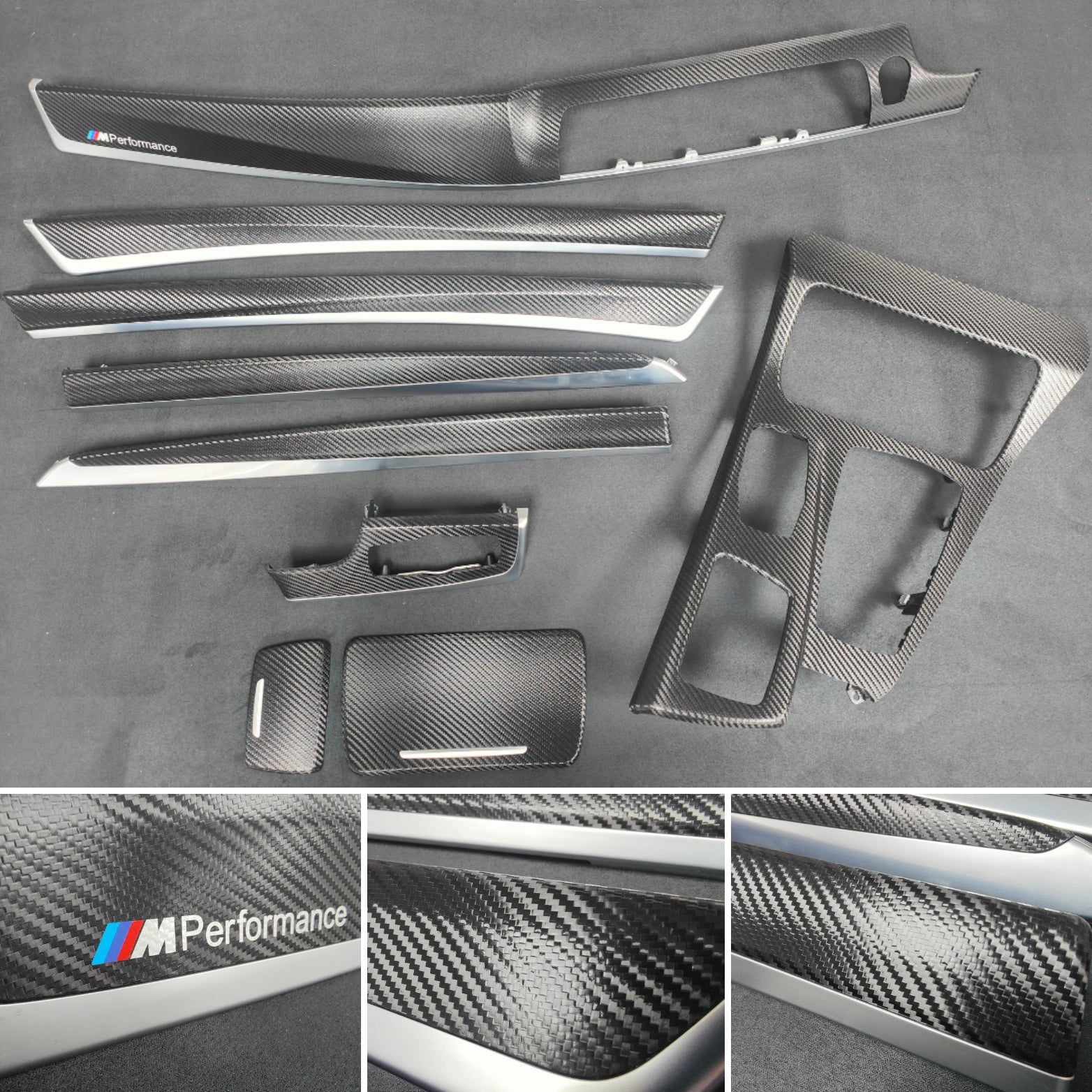 BMW F10 F11 AUTO INTERIOR TRIM SET - DEEP TEXTURED GLOSSY BLACK CARBON (MTD-TEX)