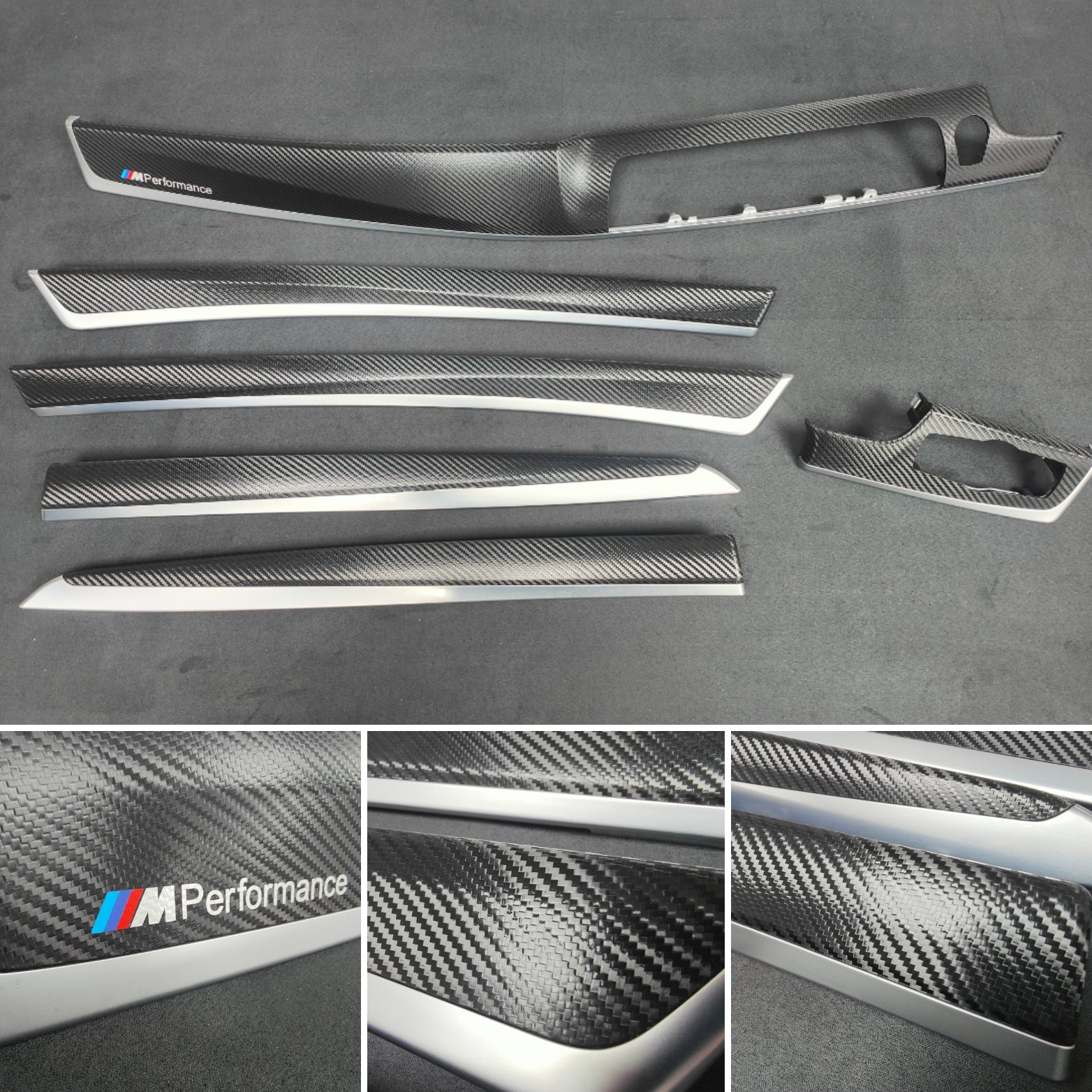 BMW F10 F11 M5 INTERIOR TRIM SET - DEEP TEXTURED GLOSSY BLACK CARBON (MTD-TEX)