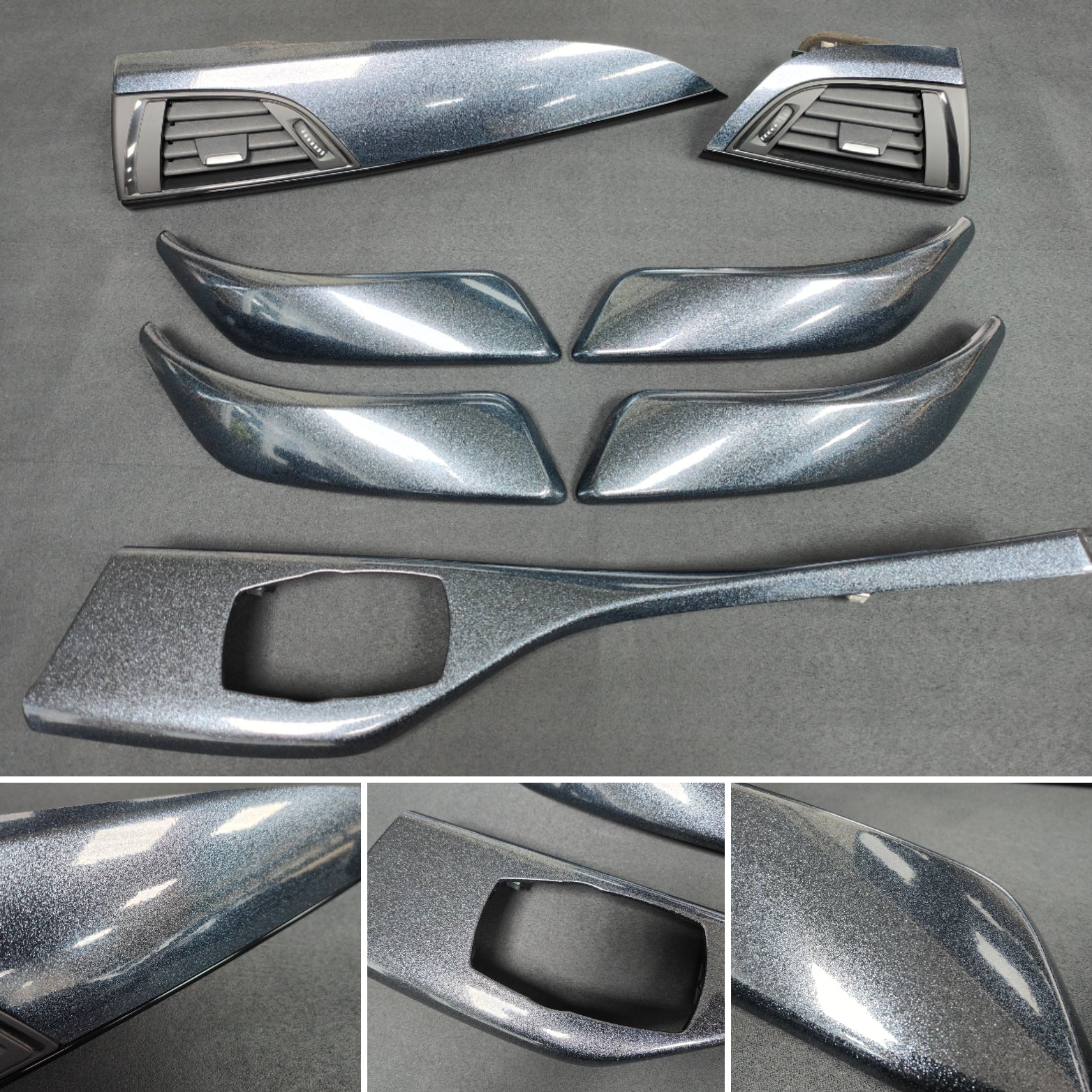 BMW F20 F21 F22 TRIM SET 3M METALLIC SPARKLE GREY / GLOSS BLACK ACCENT