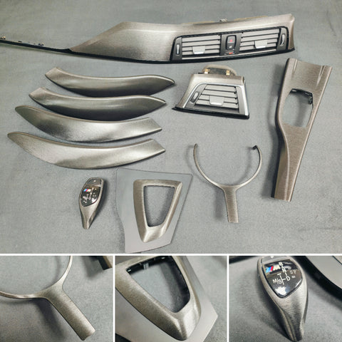 WRAPPING SERVICE - BMW F3X INTERIOR TRIM SET - BLACK BRUSHED ALUMINIUM STEEL - F30 F31 F32 F33 F36