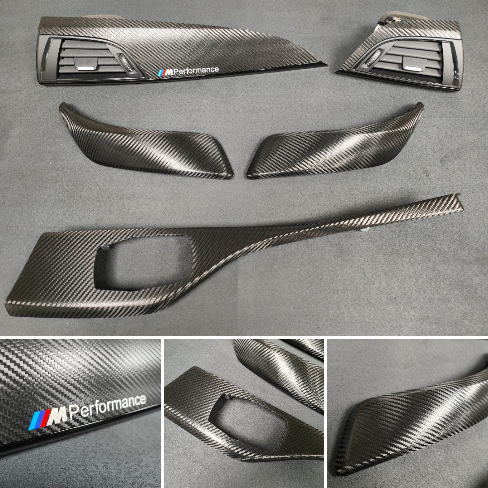 BMW F21 F22 INTERIOR TRIM SET - DEEP TEXTURED GLOSSY CARBON / GLOSS BLACK ACCENT (MTD-TEX)