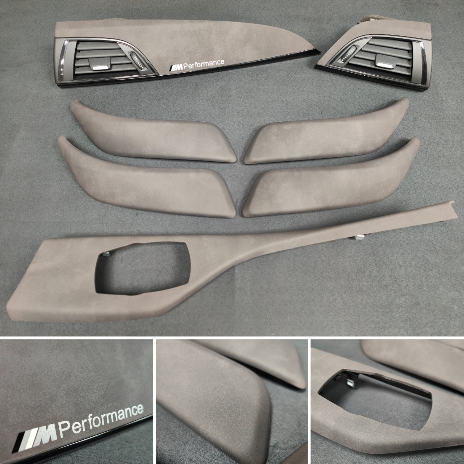 BMW F2X INTERIOR TRIM SET - ALCANTARA LOOK VINYL / GLOSS BLACK ACCENT F20 F21 F22 (#21)