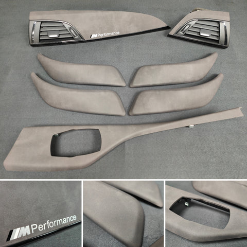 BMW F2X INTERIOR TRIM SET - ALCANTARA LOOK VINYL / GLOSS BLACK ACCENT F20 F21 F22 (#21)