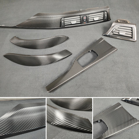 BMW F32 F82 4-SERIES COUPE INTERIOR TRIM SET - DEEP TEXTURED GLOSSY CARBON / SHADOW ACCENT