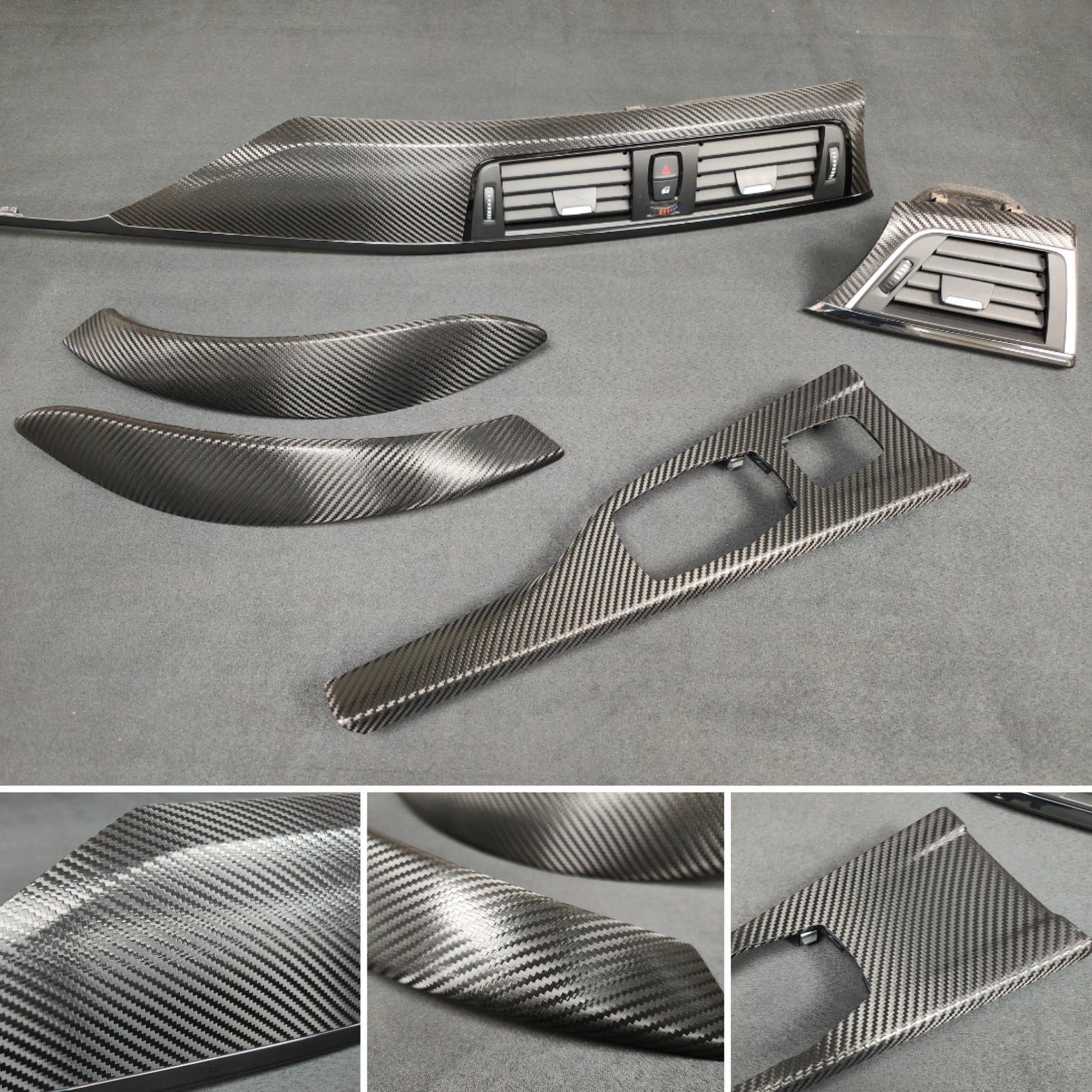 BMW F33 F83 4-SERIES CONVERTIBLE INTERIOR TRIM SET - DEEP TEXTURED GLOSSY CARBON / SHADOW ACCENT