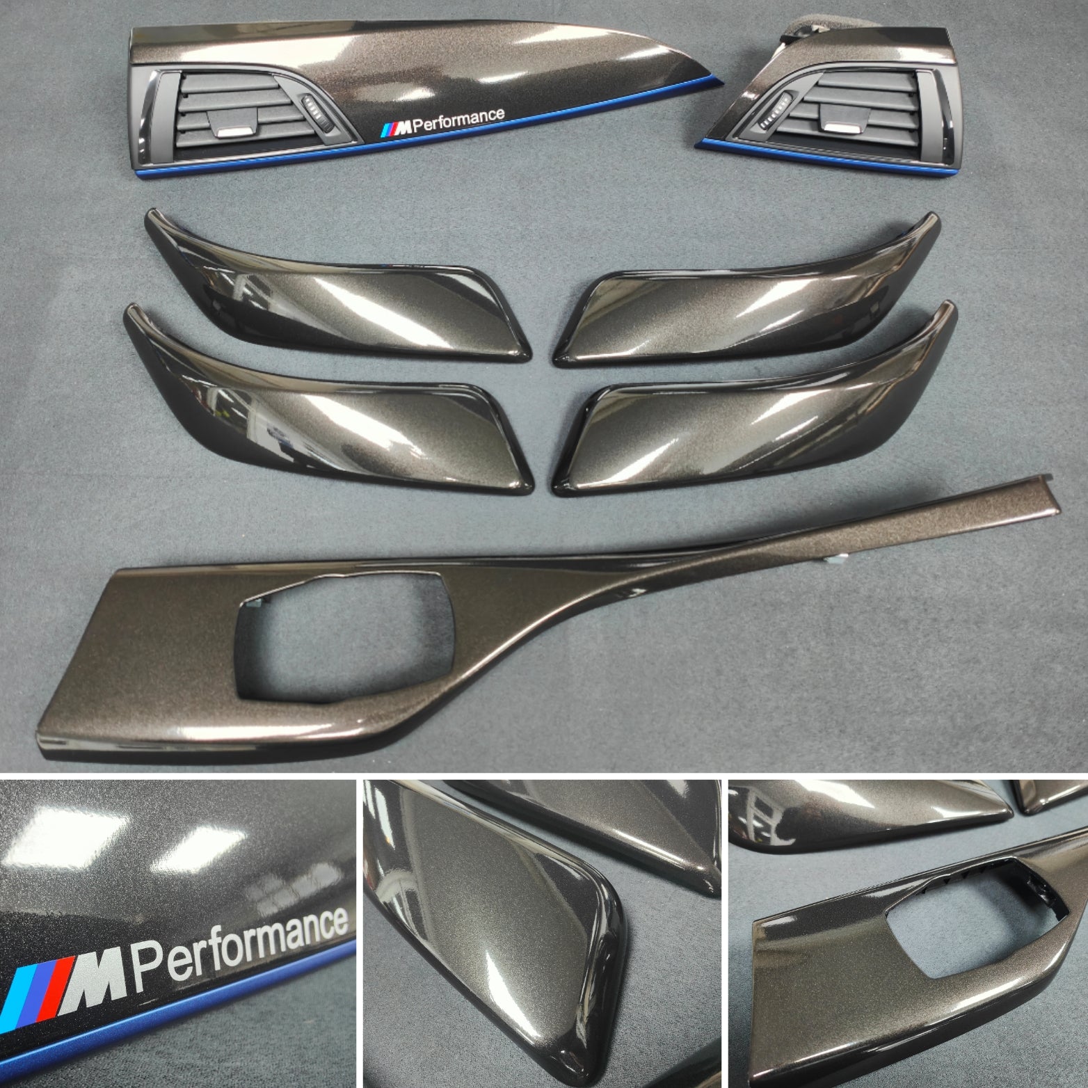 BMW F20 F21 F22 INTERIOR TRIM SET - METALLIC BLACK / BLUE ACCENT (#27)