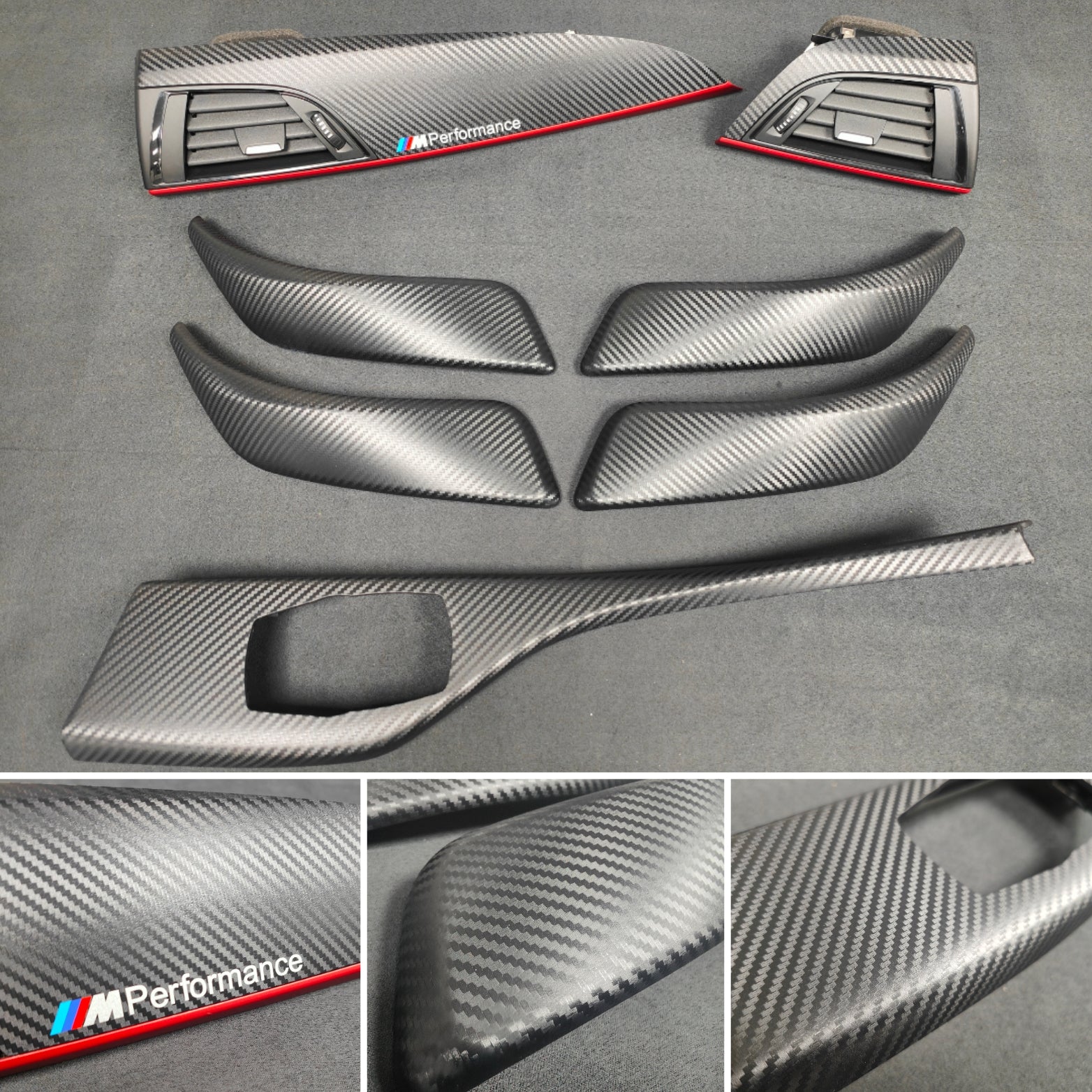 BMW F20 INTERIOR TRIM SET - 3D CARBON / MATT RED ACCENT (#28)