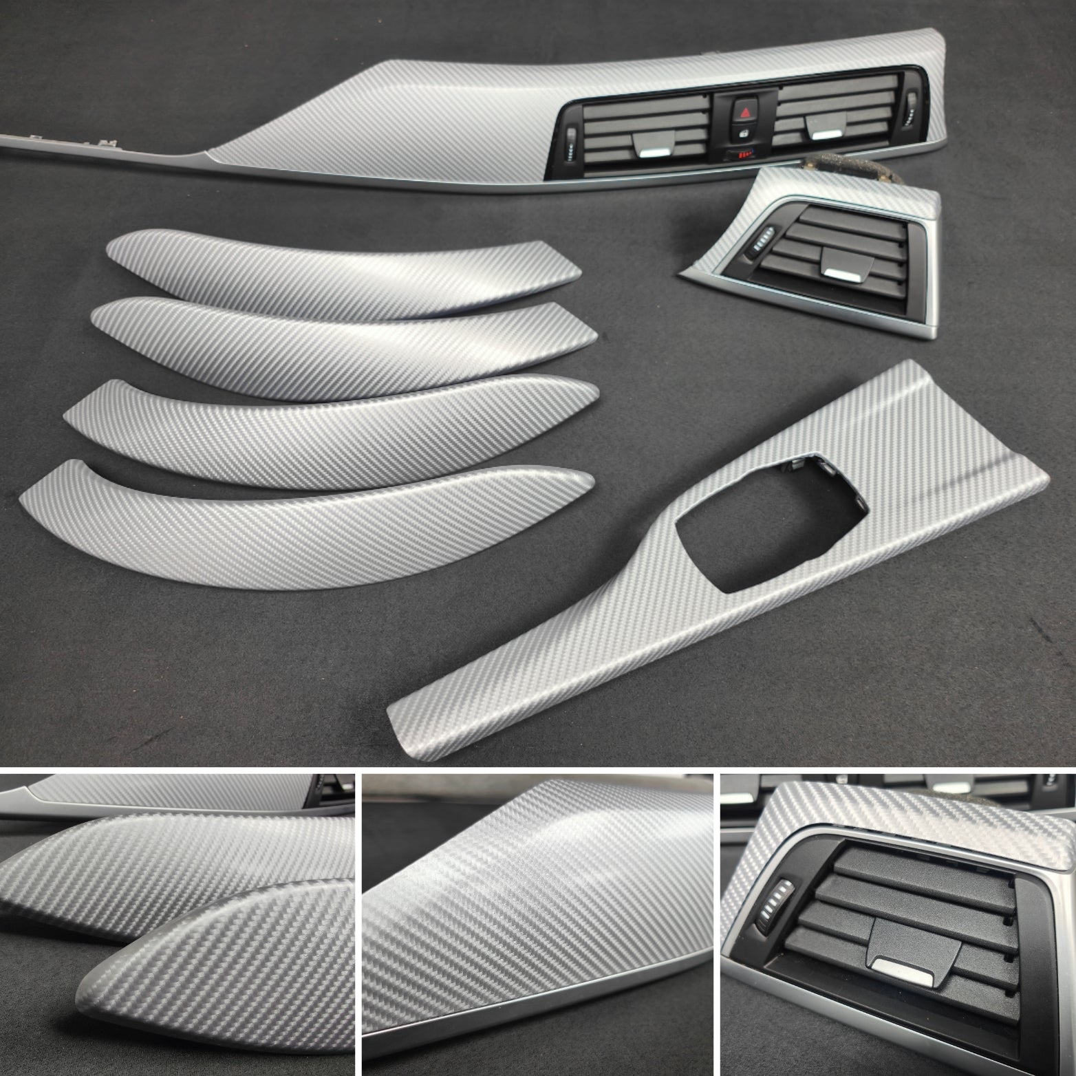 BMW F30 F31 F36 INTERIOR TRIM SET - 4D SILVER CARBON / SILVER ACCENT