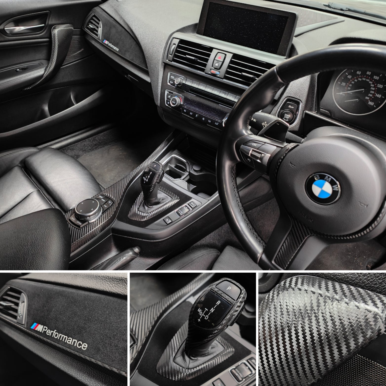 WRAPPING SERVICE - BMW F2X INTERIOR TRIM SET - PERFORMANCE STYLE / DEEP TEXTURED GLOSSY CARBON (MTD-TEX) - F20 F21 F22 F23