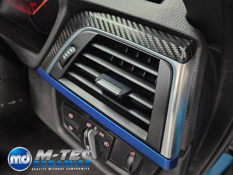 WRAPPING SERVICE - BMW F3X LCI INTERIOR TRIM SET - DEEP TEXTURED GLOSSY CARBON / BLUE ACCENT (MTD-TEX) - F30 F31 F32 F33 F36