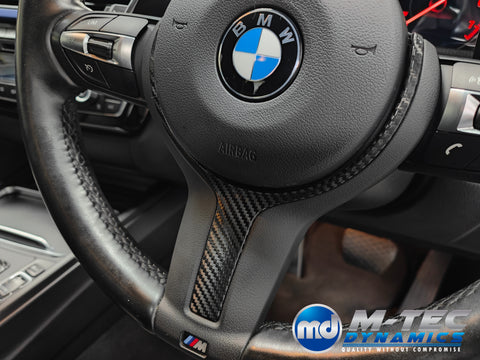 WRAPPING SERVICE - BMW F3X LCI INTERIOR TRIM SET - DEEP TEXTURED GLOSSY CARBON / BLUE ACCENT (MTD-TEX) - F30 F31 F32 F33 F36