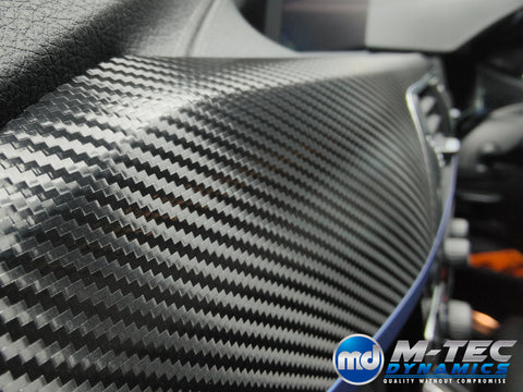 WRAPPING SERVICE - BMW F3X LCI INTERIOR TRIM SET - DEEP TEXTURED GLOSSY CARBON / BLUE ACCENT (MTD-TEX) - F30 F31 F32 F33 F36