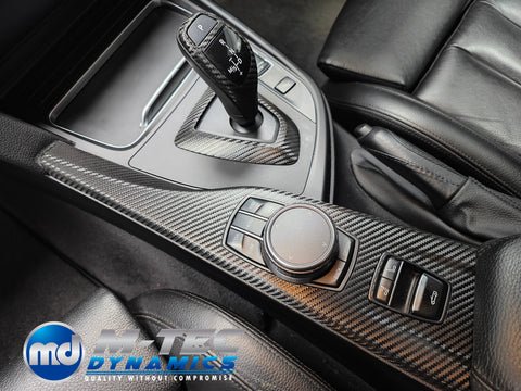 WRAPPING SERVICE - BMW F3X LCI INTERIOR TRIM SET - DEEP TEXTURED GLOSSY CARBON / BLUE ACCENT (MTD-TEX) - F30 F31 F32 F33 F36