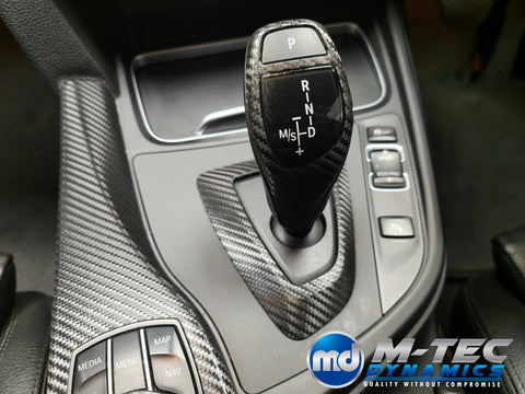 WRAPPING SERVICE - BMW F3X LCI INTERIOR TRIM SET - DEEP TEXTURED GLOSSY CARBON / BLUE ACCENT (MTD-TEX) - F30 F31 F32 F33 F36