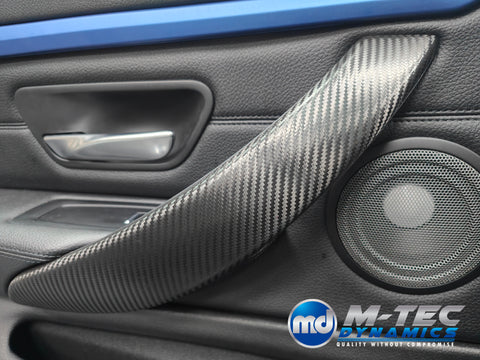 WRAPPING SERVICE - BMW F3X LCI INTERIOR TRIM SET - DEEP TEXTURED GLOSSY CARBON / BLUE ACCENT (MTD-TEX) - F30 F31 F32 F33 F36