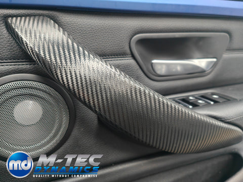 WRAPPING SERVICE - BMW F3X LCI INTERIOR TRIM SET - DEEP TEXTURED GLOSSY CARBON / BLUE ACCENT (MTD-TEX) - F30 F31 F32 F33 F36