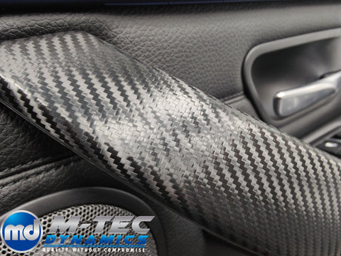 WRAPPING SERVICE - BMW F3X LCI INTERIOR TRIM SET - DEEP TEXTURED GLOSSY CARBON / BLUE ACCENT (MTD-TEX) - F30 F31 F32 F33 F36