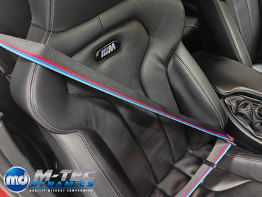 BMW 4-SERIES F32 / F82 M4 COMPETITION WIDE STRIPE SEAT BELTS - FITTING BASED ON EXCHANGE SERVICE