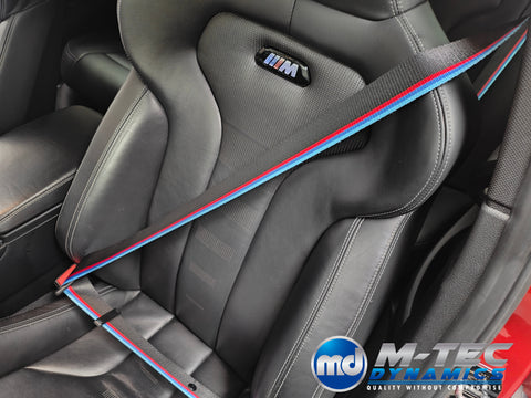 BMW 4-SERIES F32 / F82 M4 COMPETITION WIDE STRIPE SEAT BELTS - FITTING BASED ON EXCHANGE SERVICE