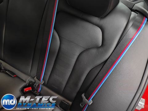 BMW 4-SERIES F32 / F82 M4 COMPETITION WIDE STRIPE SEAT BELTS - FITTING BASED ON EXCHANGE SERVICE