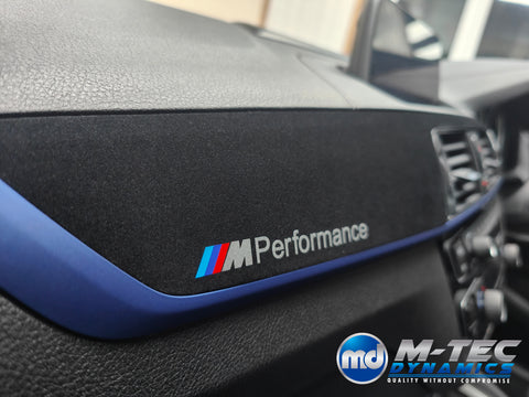 BMW F20 LCI-2 CUSTOM INTERIOR TRIM SET - PREMIUM TEXTURED BLACK CARBON / BLUE ACCENT