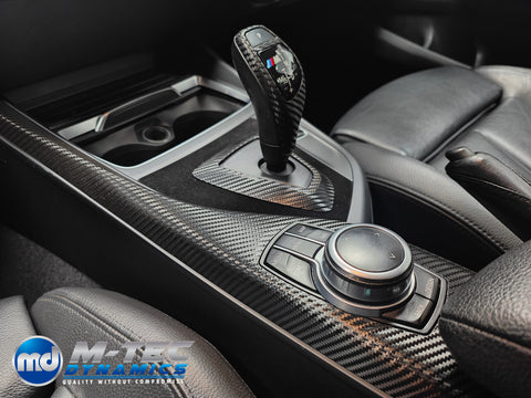 BMW F20 LCI-2 CUSTOM INTERIOR TRIM SET - PREMIUM TEXTURED BLACK CARBON / BLUE ACCENT