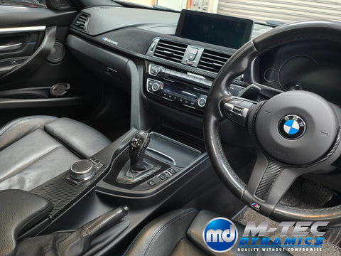 WRAPPING SERVICE - BMW F3X INTERIOR TRIM SET - PERFORMANCE STYLE / DEEP TEXTURED GLOSSY CARBON (MTD-TEX) F30 F31 F32 F33 F36