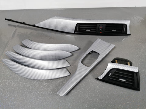 BMW F30 F31 F36 F80 INTERIOR TRIM SET - 4D SILVER CARBON / BLACK ACCENT