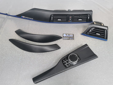 BMW F32 COUPE F82 M4 INTERIOR TRIM SET - 3D CARBON / BLUE ACCENT