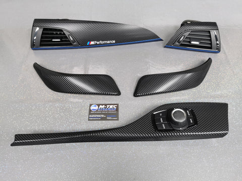 BMW F21 F22 INTERIOR TRIM SET - 4D CARBON / BLUE ACCENT