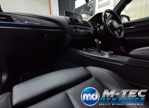 BMW F21 F22 INTERIOR TRIM SET - 4D CARBON / BLUE ACCENT